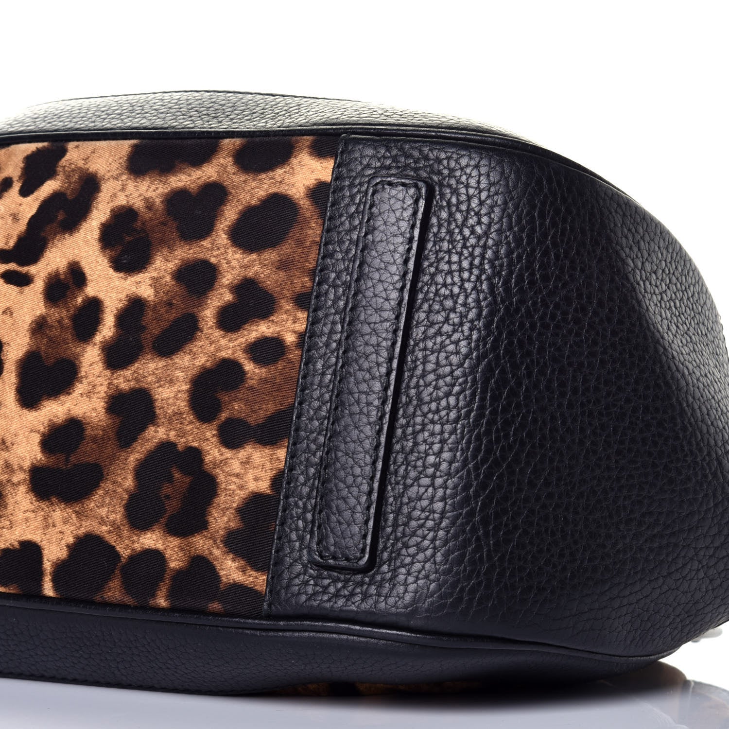 Dolce & Gabbana Leopard Print Canvas Calfskin Animalier Shoulder Bag Black 8 of 8