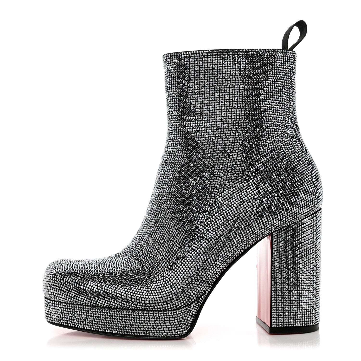 Christian Louboutin Suede Strauss Stage 110 Platform Boots 41 Black Crystal 1 of 9