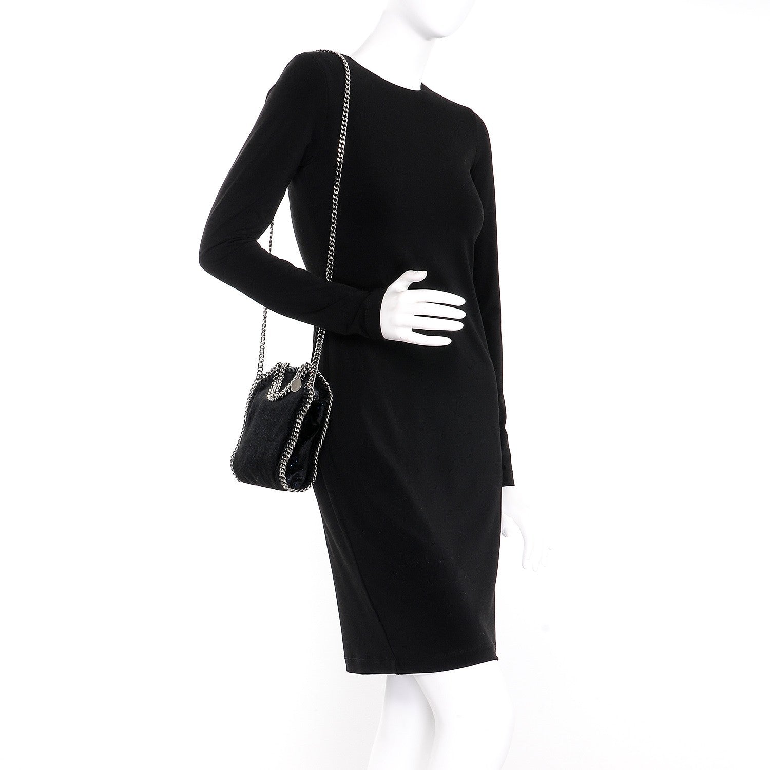 Stella McCartney Glitter Velvet Tiny Falabella Tote Black 2 of 7