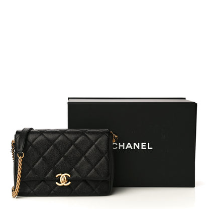 Chanel Shiny Caviar Quilted Small Chain Melody Flap Black 11 of 11