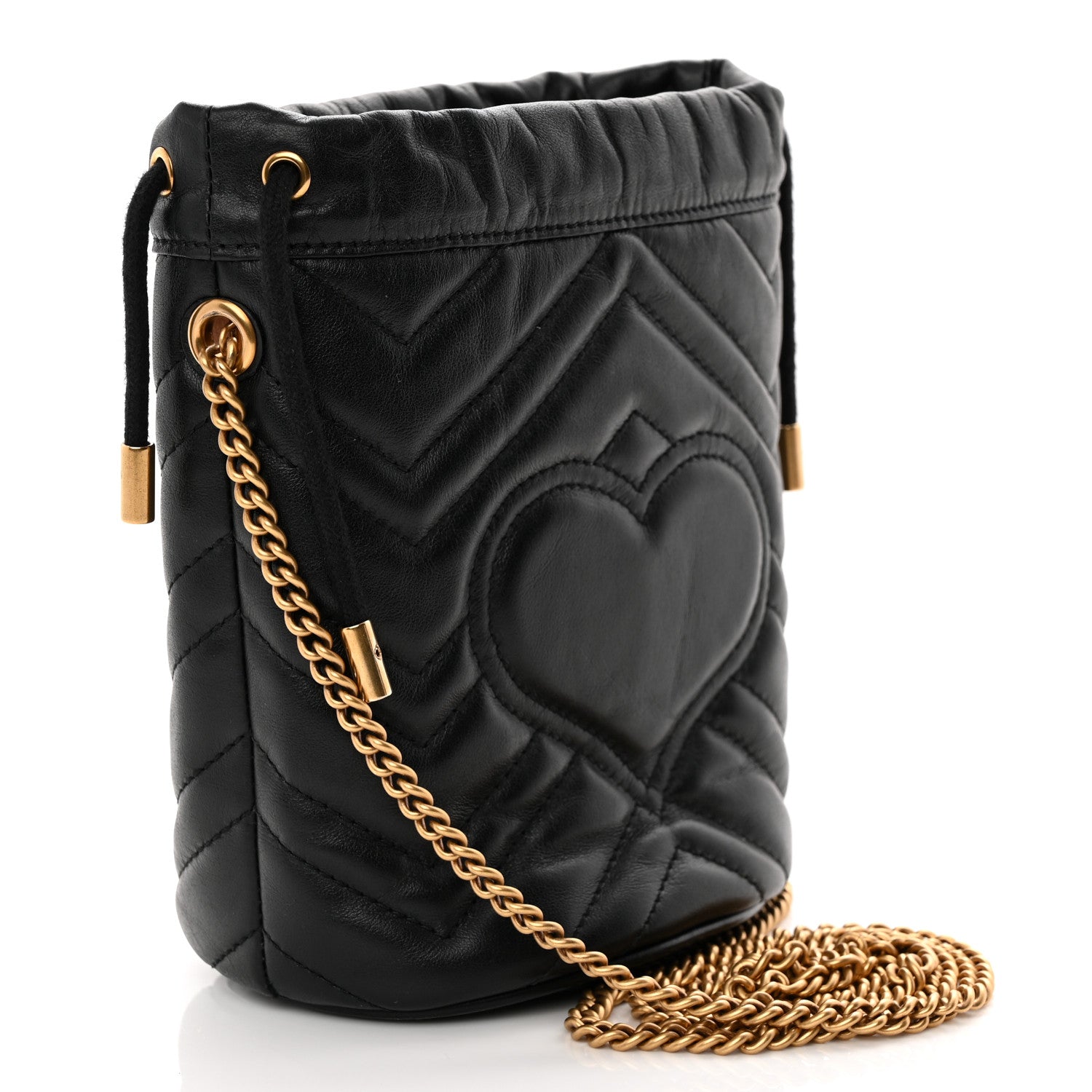 Gucci Calfskin Matelasse Mini GG Marmont 2.0 Bucket Bag Black 3 of 13