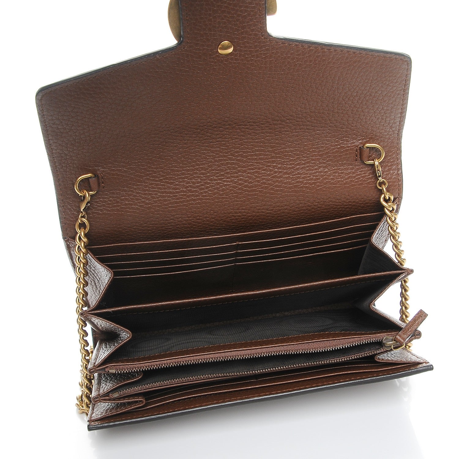 Gucci Cellarius Calfskin GG Marmont Chain Wallet Nut Brown 5 of 8