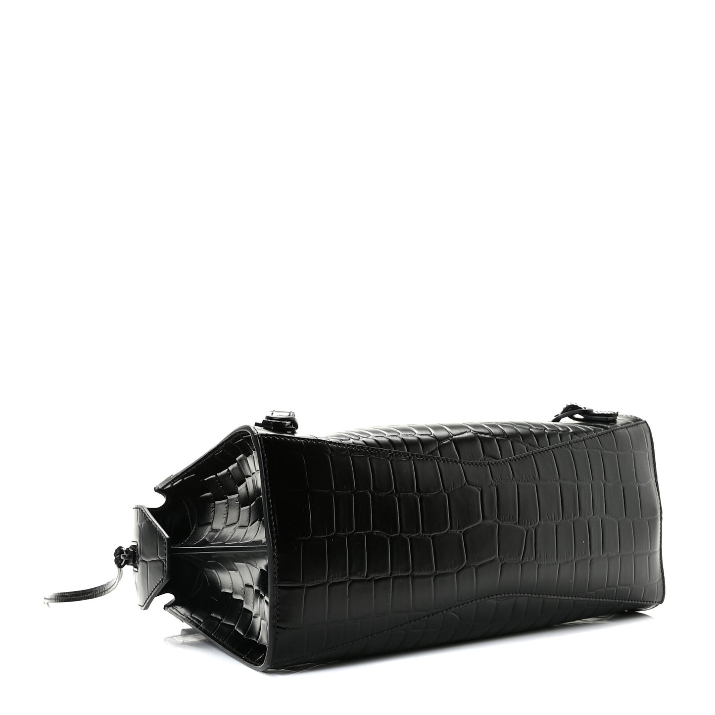 Semi Shiny Calfskin Crocodile Embossed Neo Classic Black Hardware S City Black