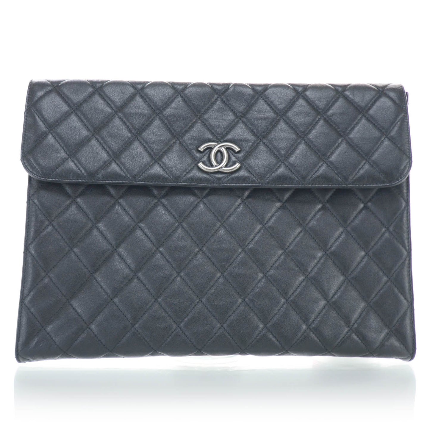 Calfskin Quilted Document Portfolio Holder Black