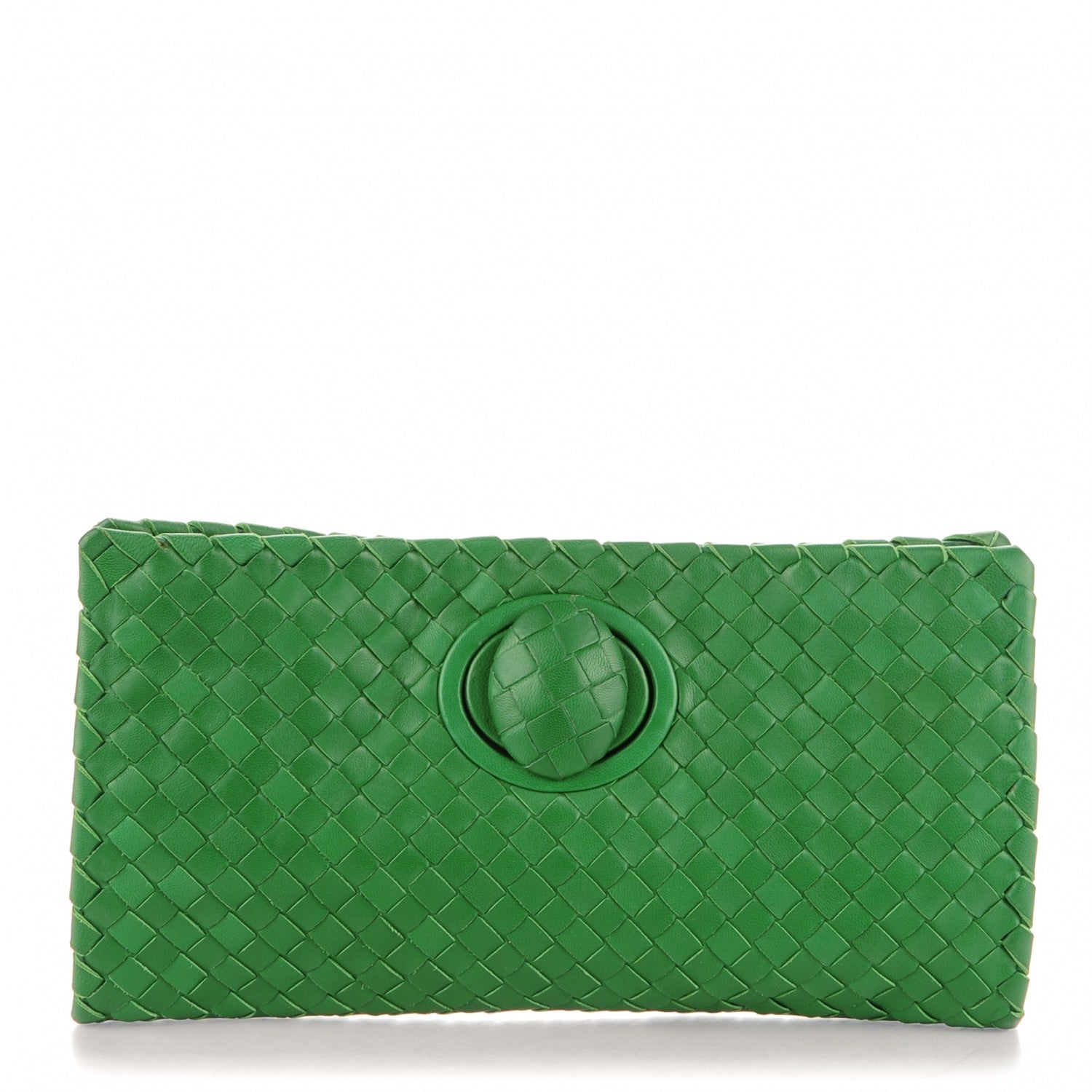 Bottega Veneta Nappa Intrecciato Turnlock Clutch Green 1 of 7