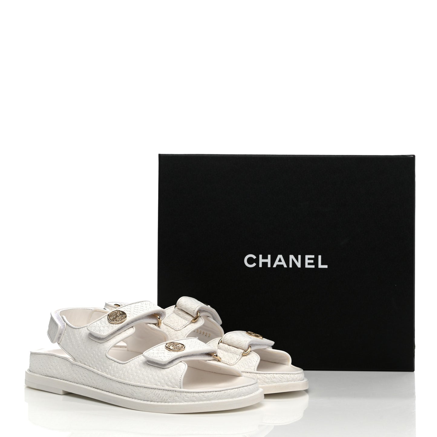 Calfskin Printed Velcro Dad Sandals 39 White