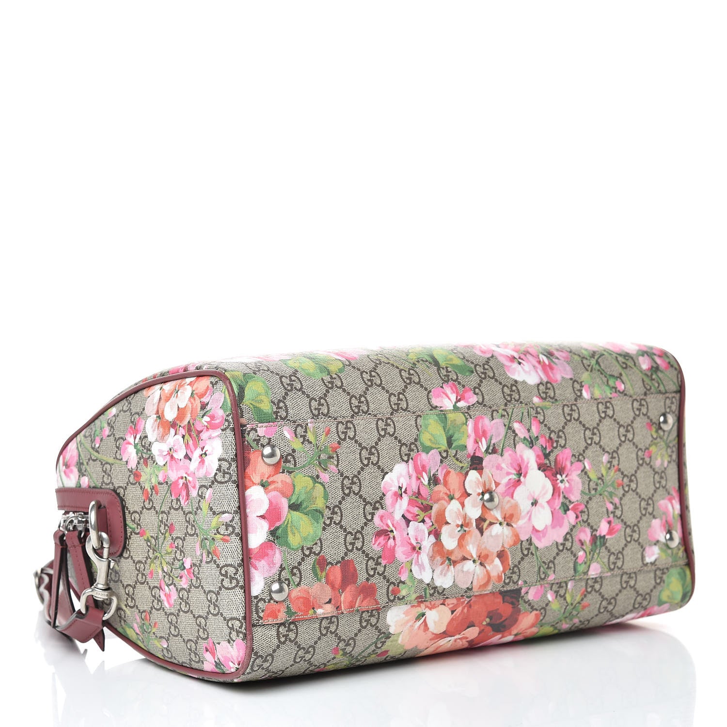 Gucci GG Supreme Monogram Blooms Medium Boston Beige Multicolor Dry Rose 4 of 12
