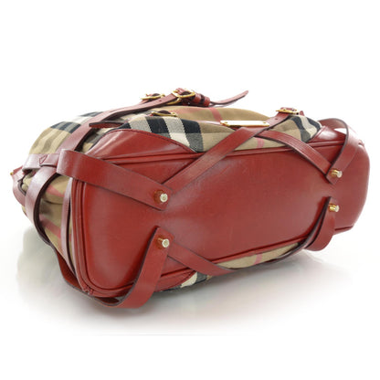 Burberry House Check Bridle Calfskin Medium Gosford Hobo Red 4 of 8