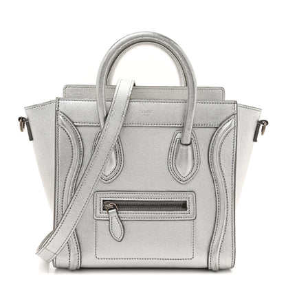 Celine Laminated Lambskin Nano Luggage Silver 1 of 17