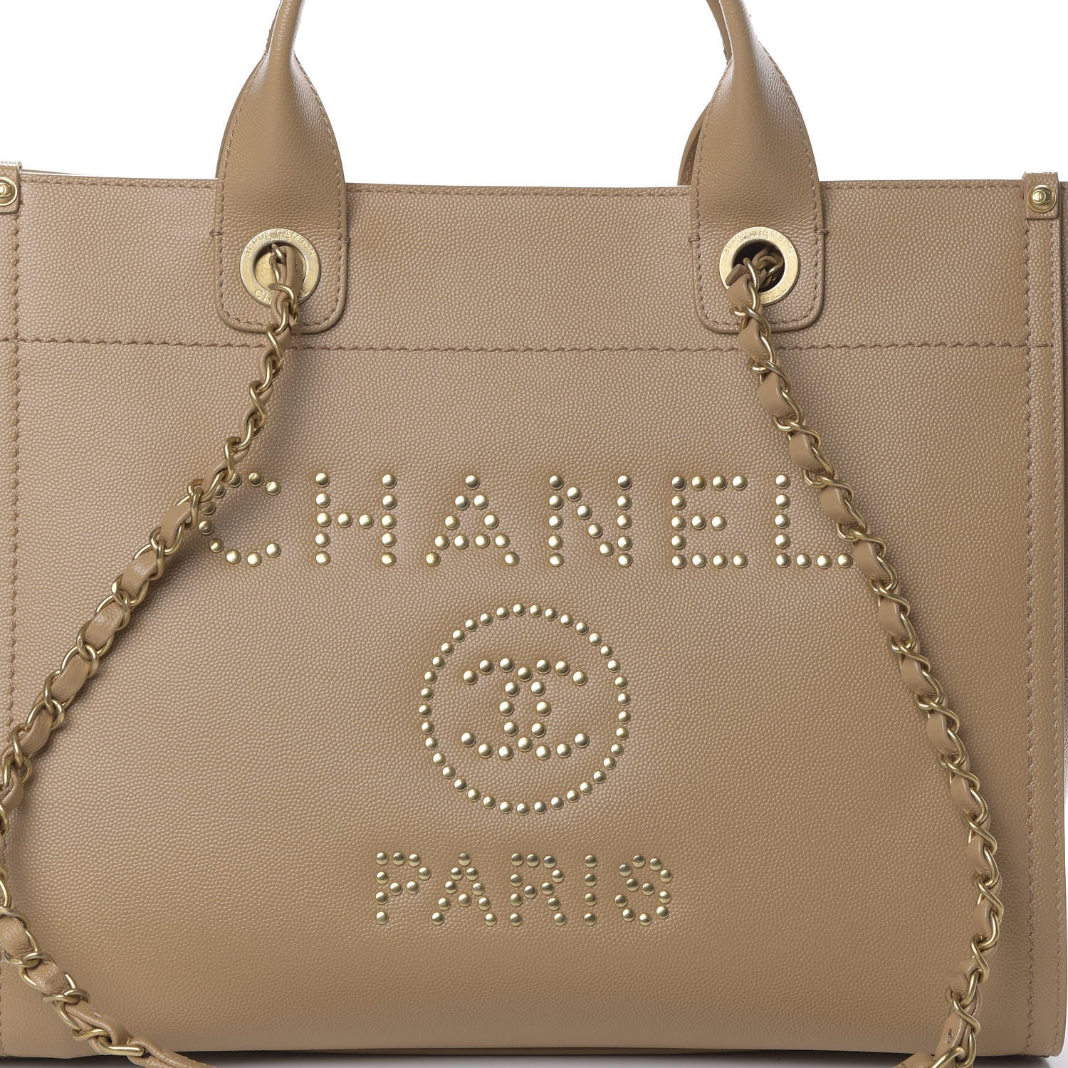 Chanel Caviar Small Studded Deauville Tote Beige 9 of 9