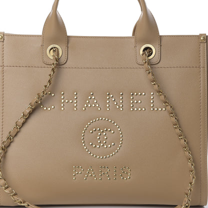 Chanel Caviar Small Studded Deauville Tote Beige 9 of 9