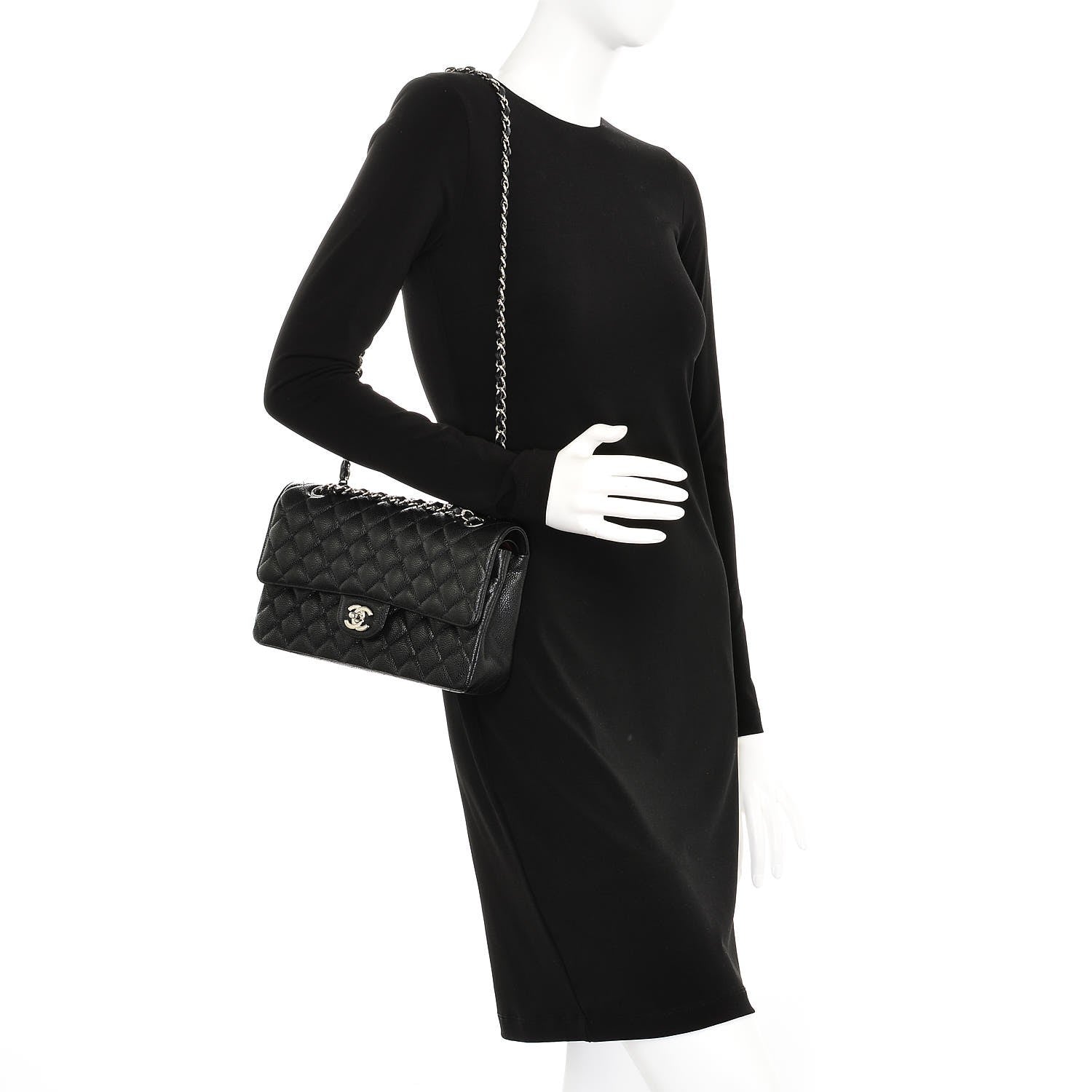 Chanel Caviar Quilted Medium Double Flap Black 2 of 8