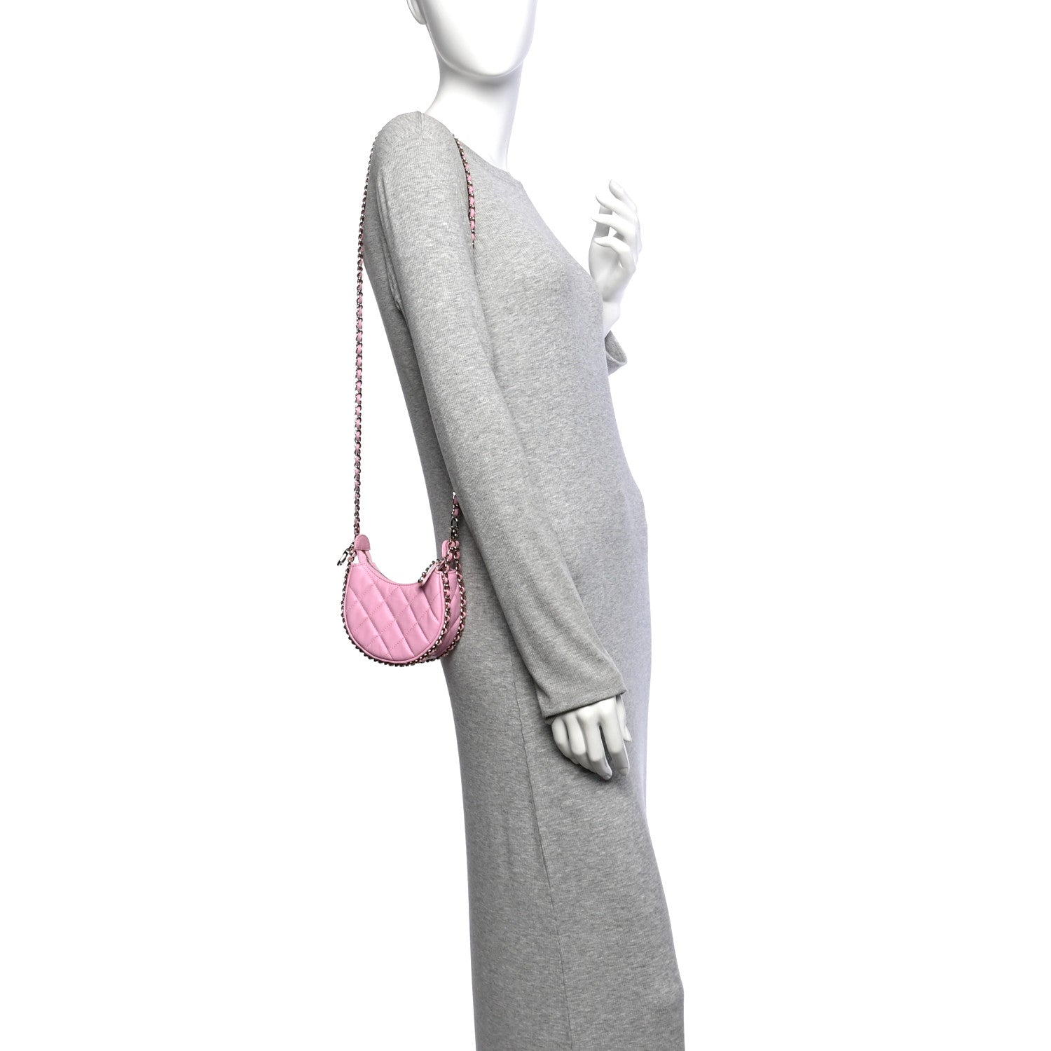 Chanel Lambskin Quilted Mini Chain Around Hobo Pink 2 of 11