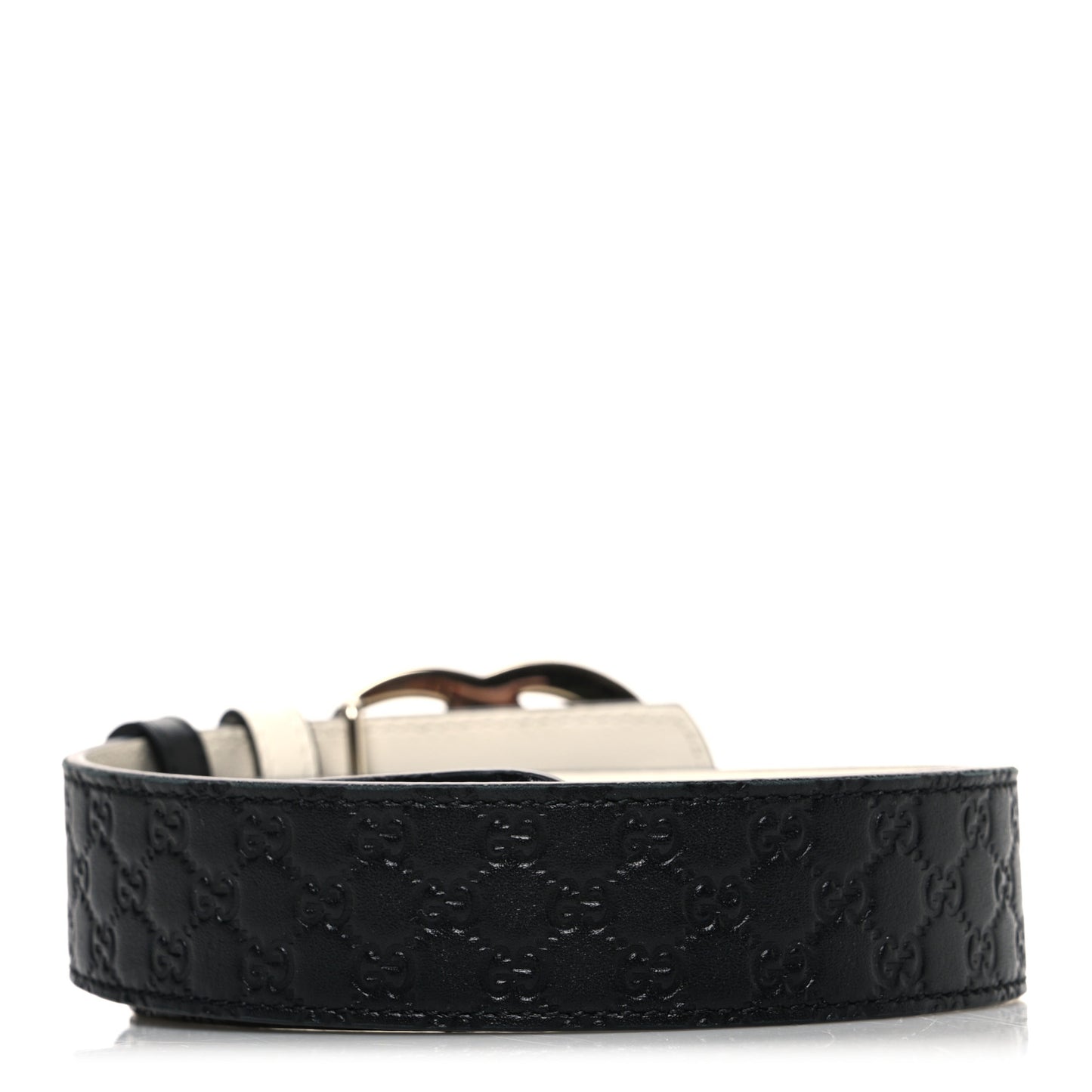 Guccissima Double G Reversible Belt 75 30 Black White
