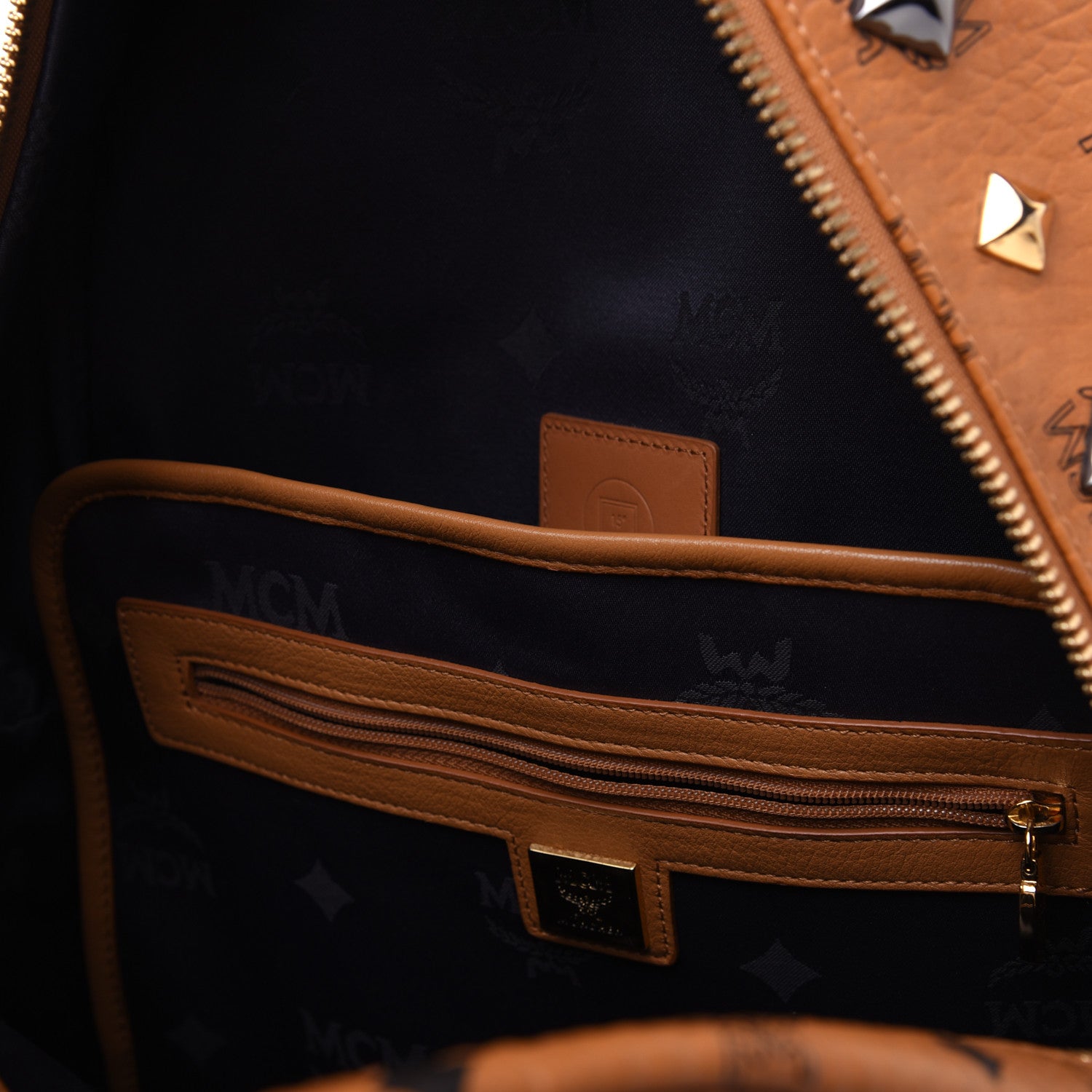 MCM Visetos Studded Medium Stark M Backpack Cognac 8 of 18