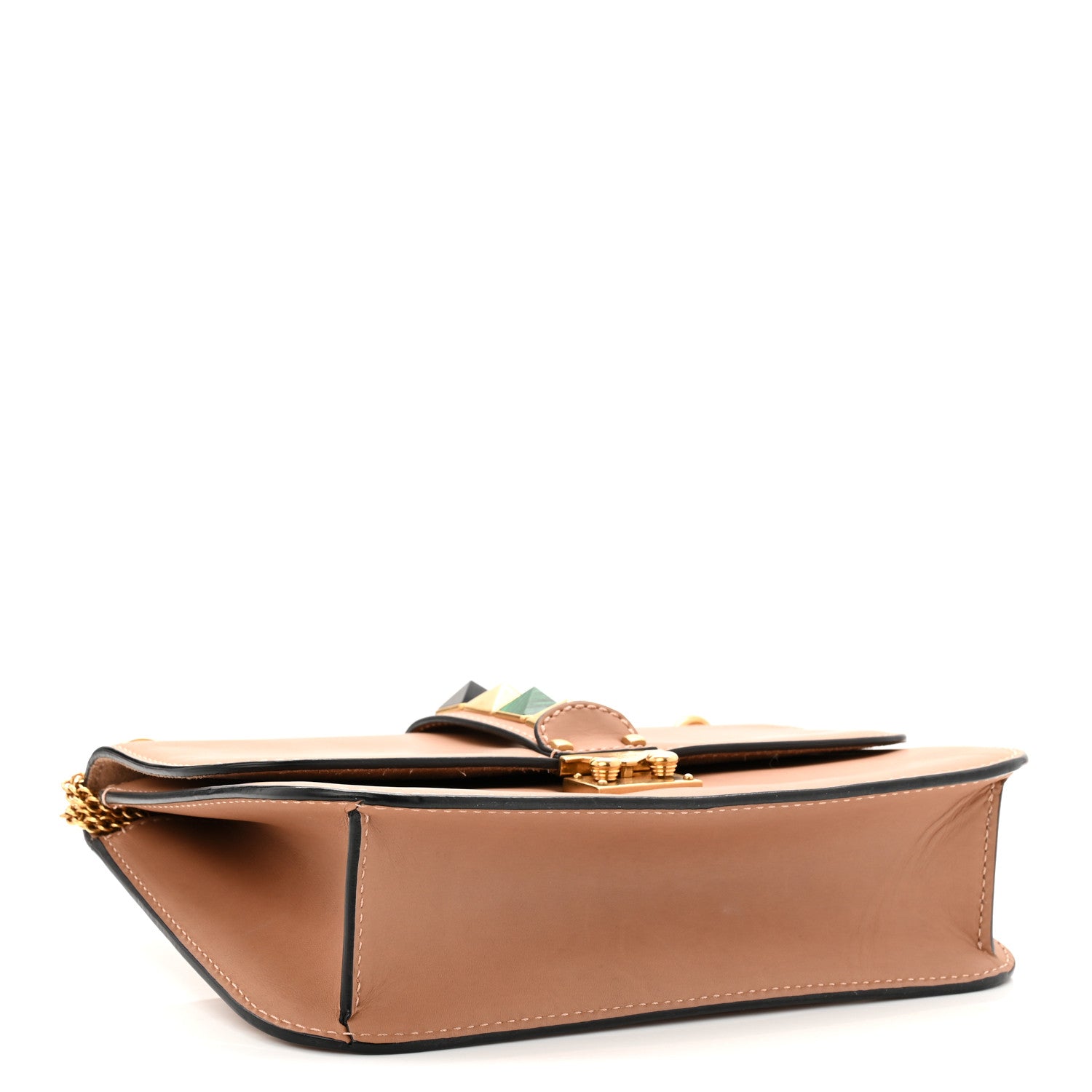 Valentino Garavani Vitello Medium Glam Lock Rockstud Rolling Flap Poudre 4 of 9