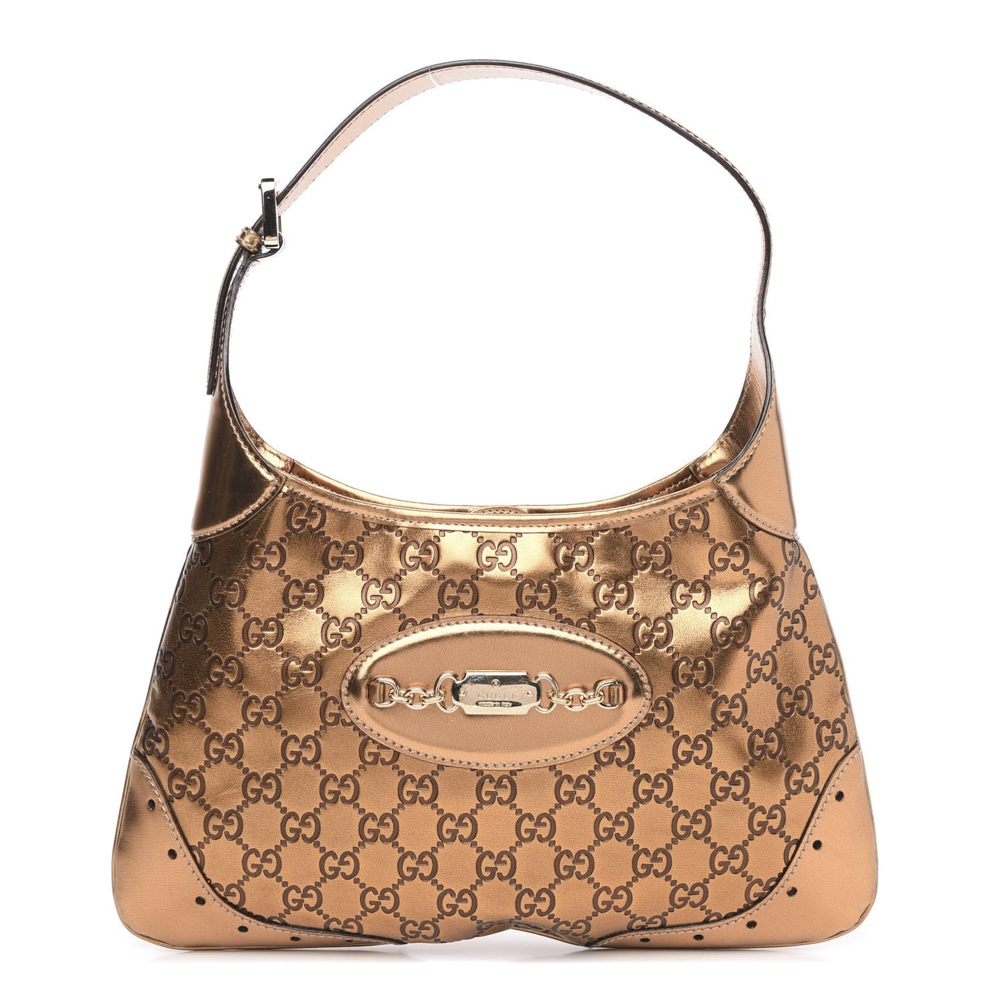 Metallic Guccissima Punch Hobo Bronze