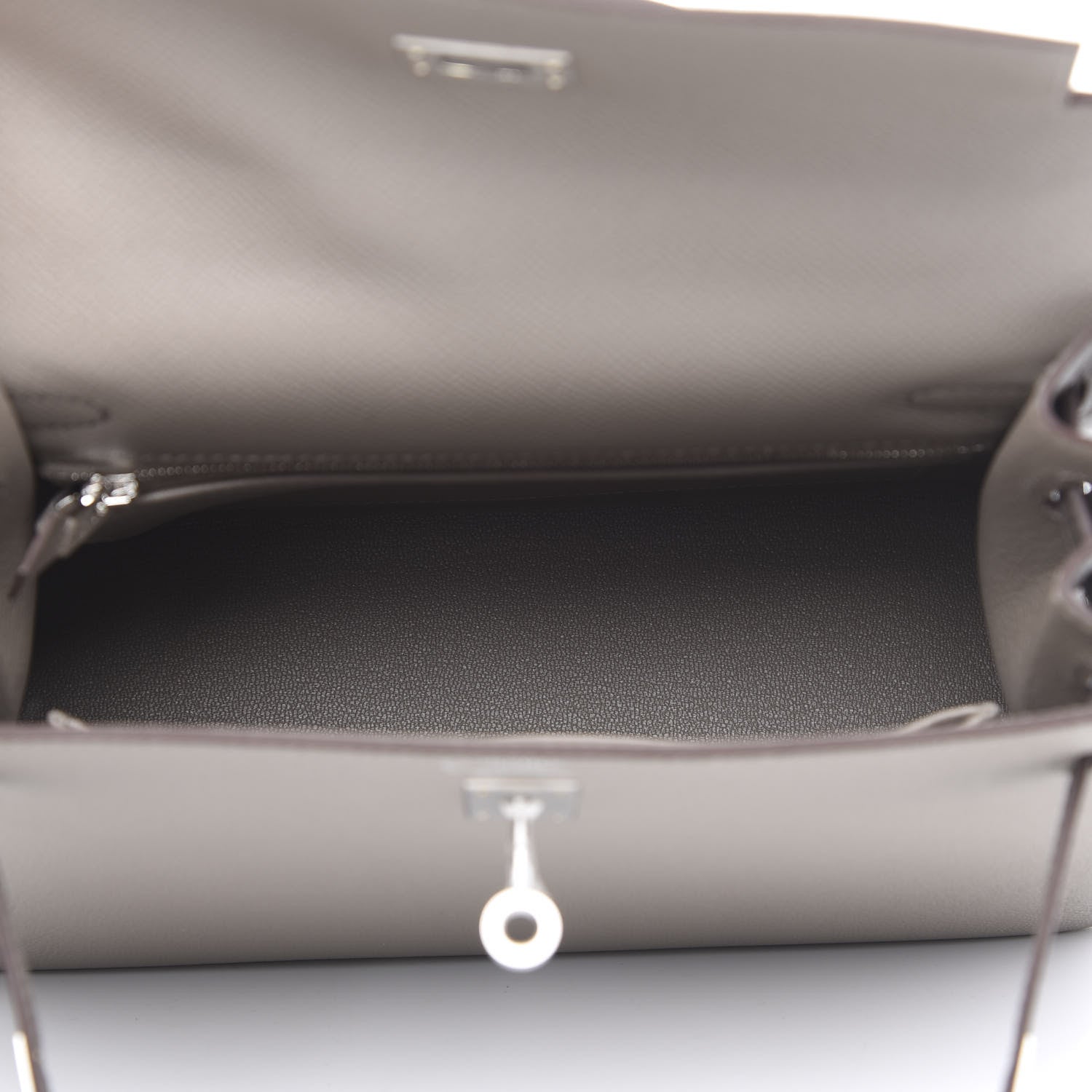 Hermes Epsom Bi-Color Horseshoe Kelly Sellier 25 Gris Mouette Etain 5 of 10