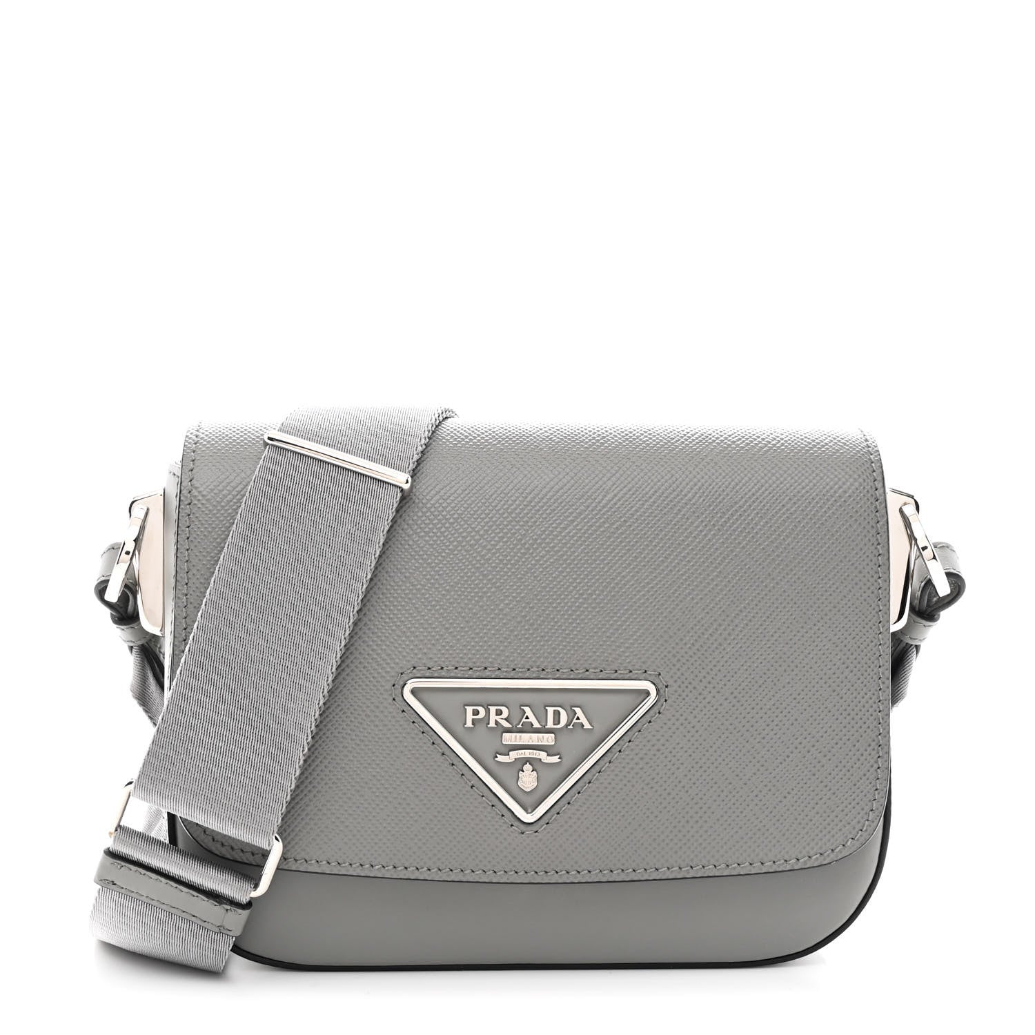 Prada Saffiano Cuir Identity Shoulder Bag Ardesia 1 of 13