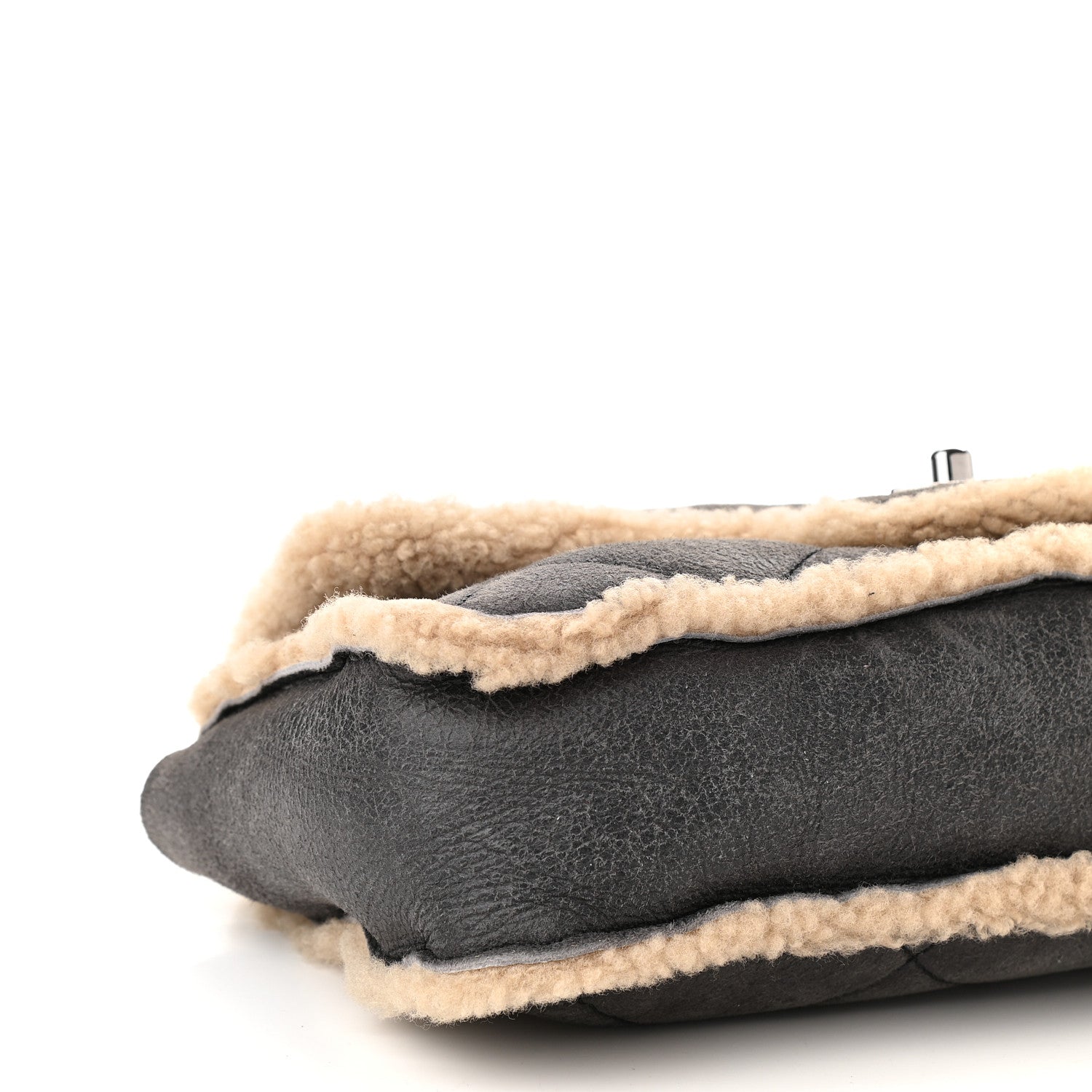 Chanel Shearling Quilted Medium Single Flap Grey 5 of 10