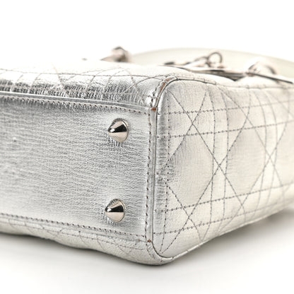 Christian Dior Metallic Grained Calfskin Cannage Small Lucky Badges My Lady Dior Silver 10 of 14