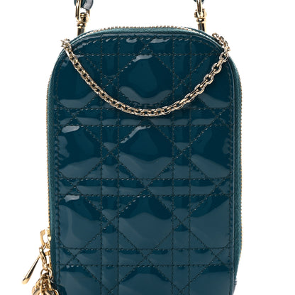 Christian Dior Patent Cannage Lady Dior Phone Holder Dior Blue 8 of 15