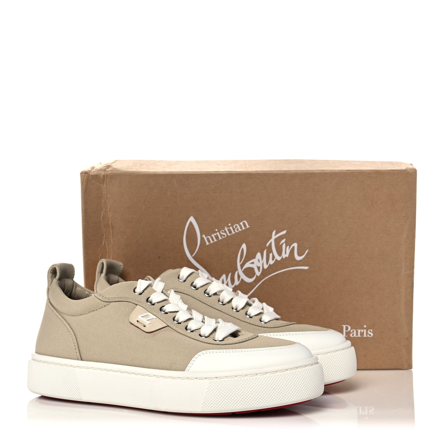 Christian Louboutin Canvas Simplerui Flat Sneakers 38.5 Beige White 8 of 8