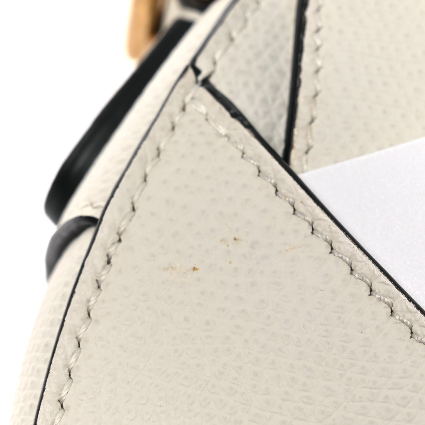 Grained Calfskin Mini Saddle Bag White