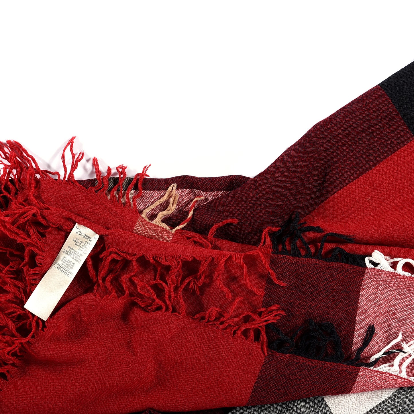 Merino Wool Check Square Scarf Red