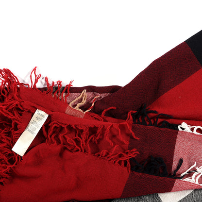 Burberry Merino Wool Check Square Scarf Red 6 of 6