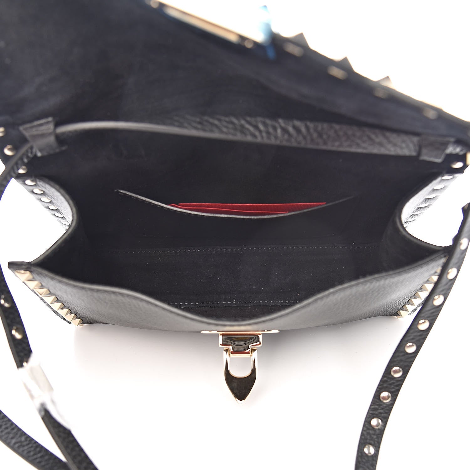 Valentino Garavani Pebbled Calfskin Medium Rockstud Flip Lock Crossbody Bag Black 6 of 10