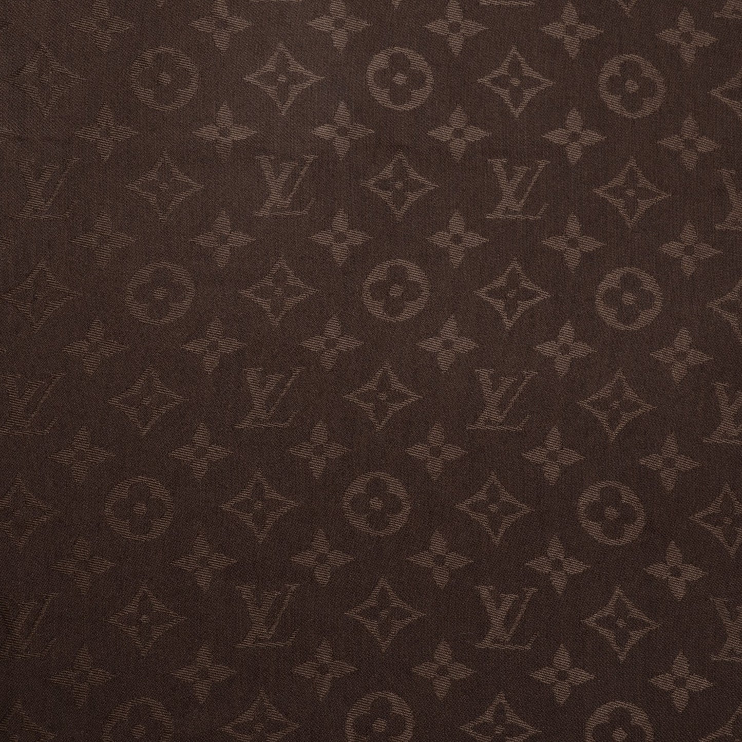 Silk Wool Monogram Denim Shawl Chocolate