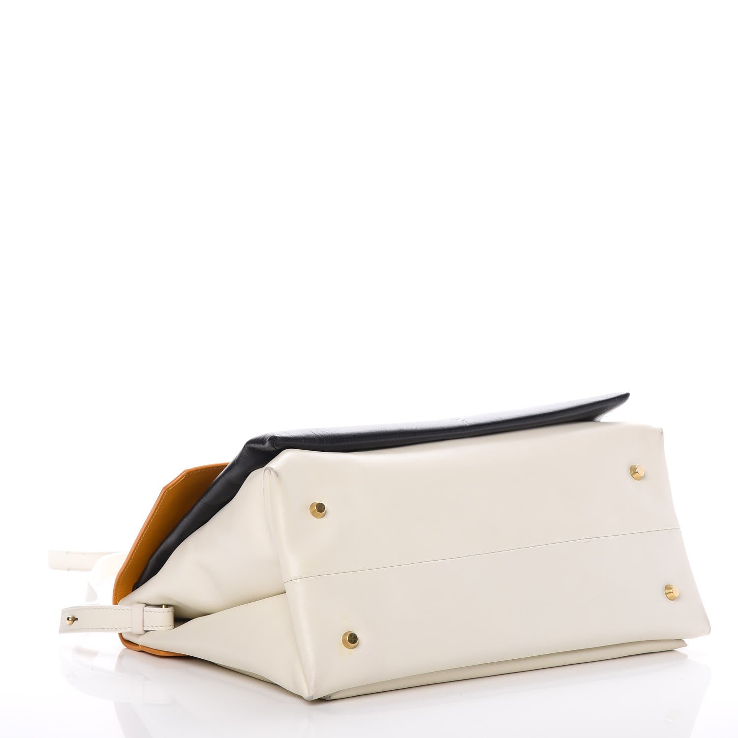 Lanvin Smooth Calfskin Colorblock Top Handle Shoulder Bag Black 4 of 11