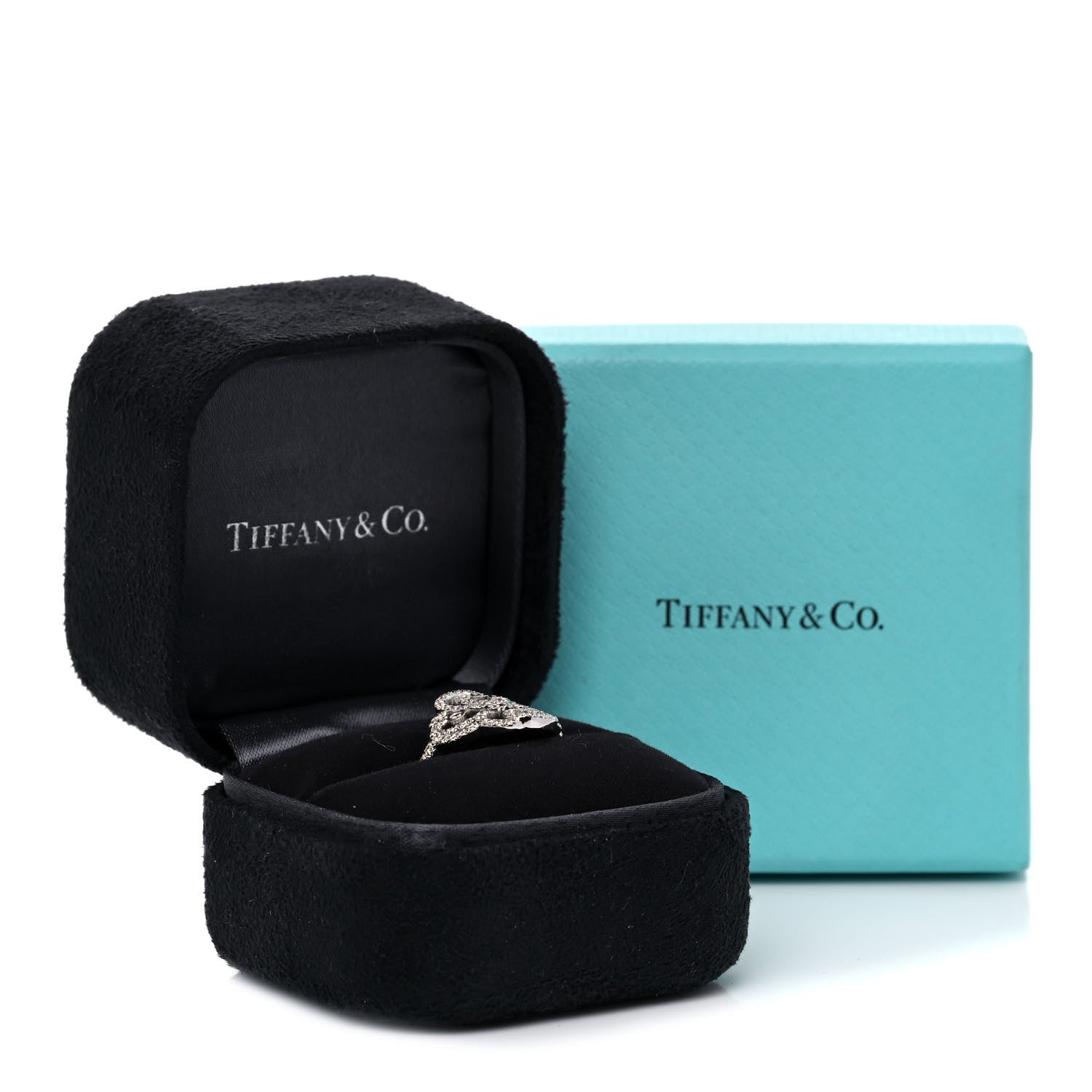 Tiffany Platinum Diamond Enchant Double Heart Ring 52 6 6 of 6