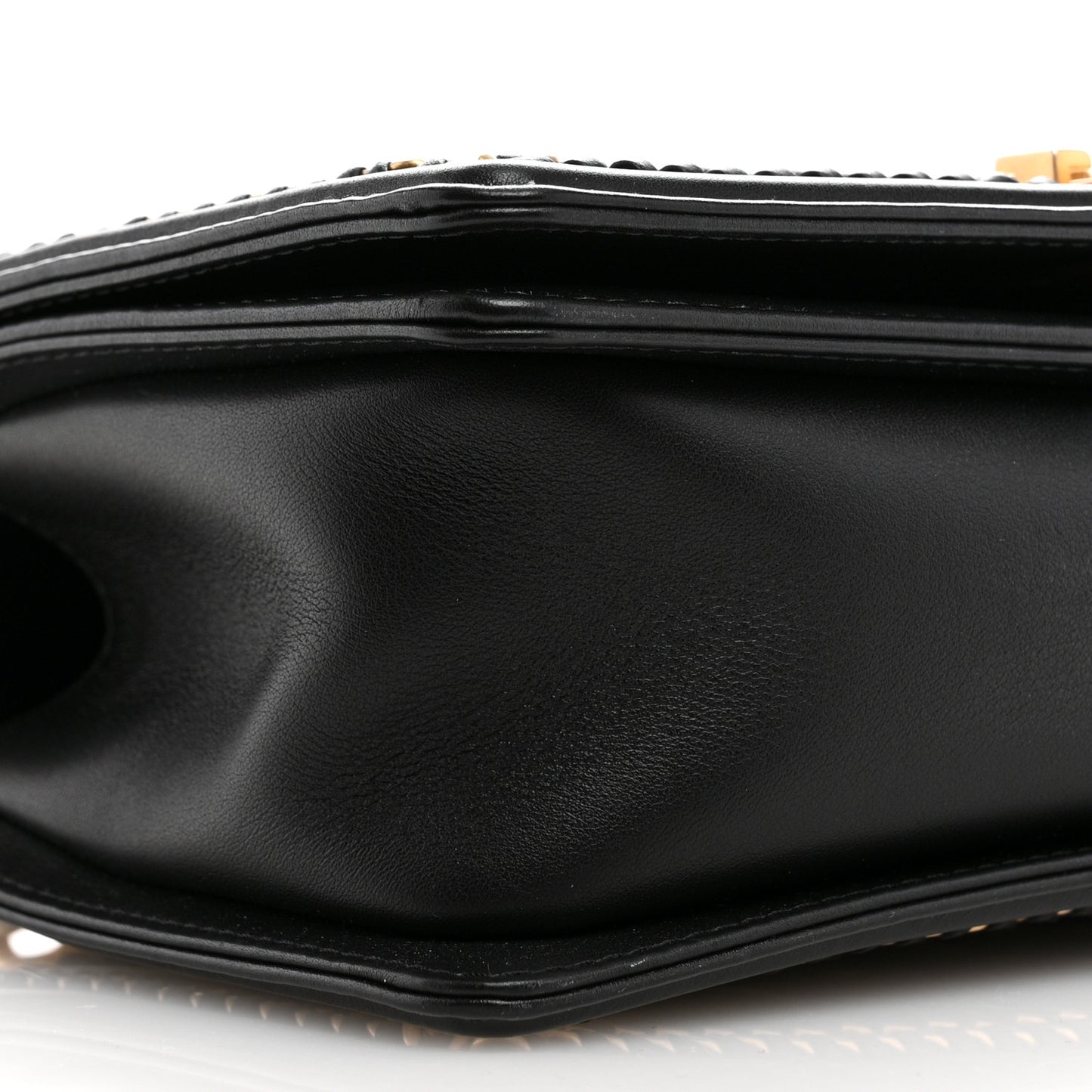 Lambskin Quilted Medium Top Handle Boy Flap Black