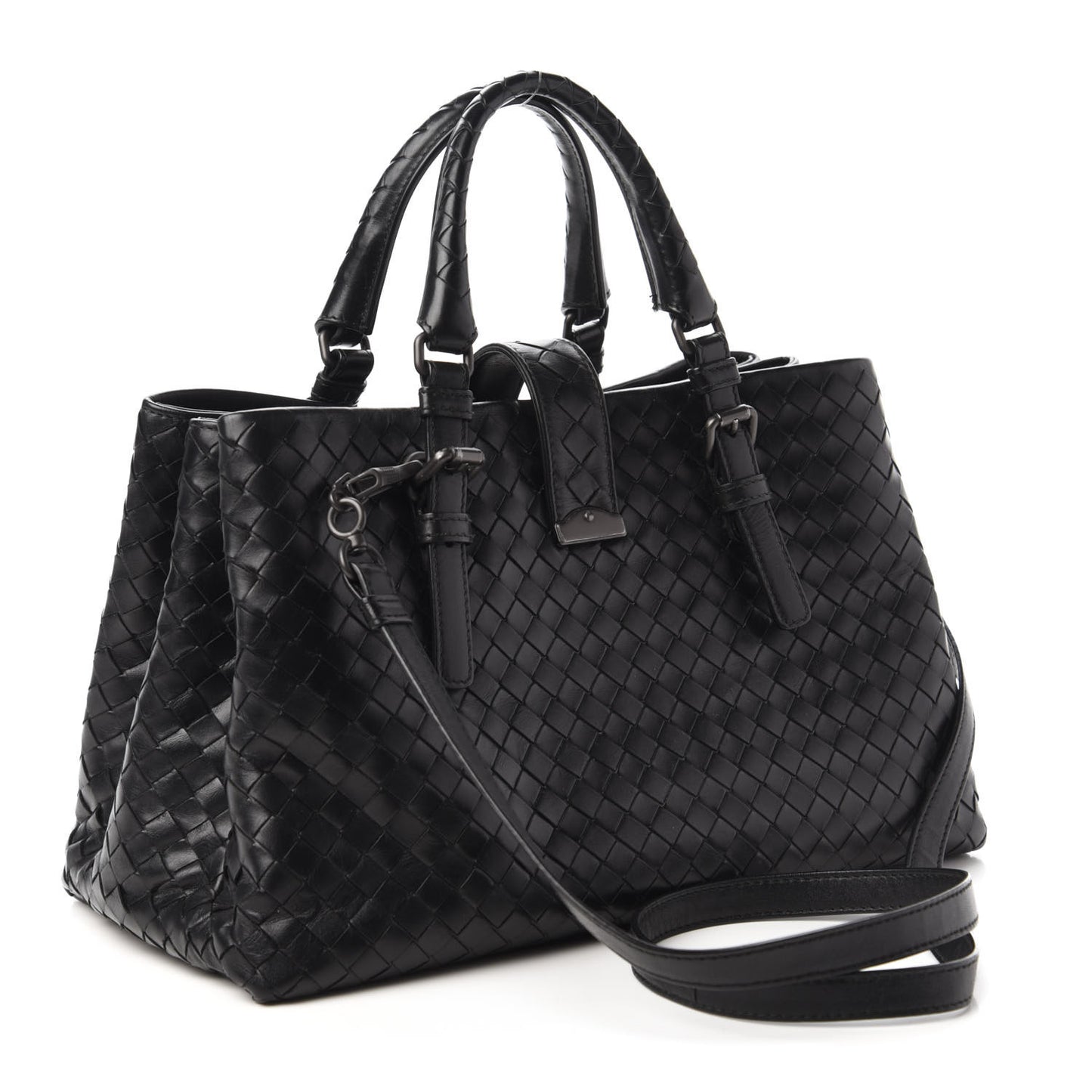 Light Calf Intrecciato Small Roma Black