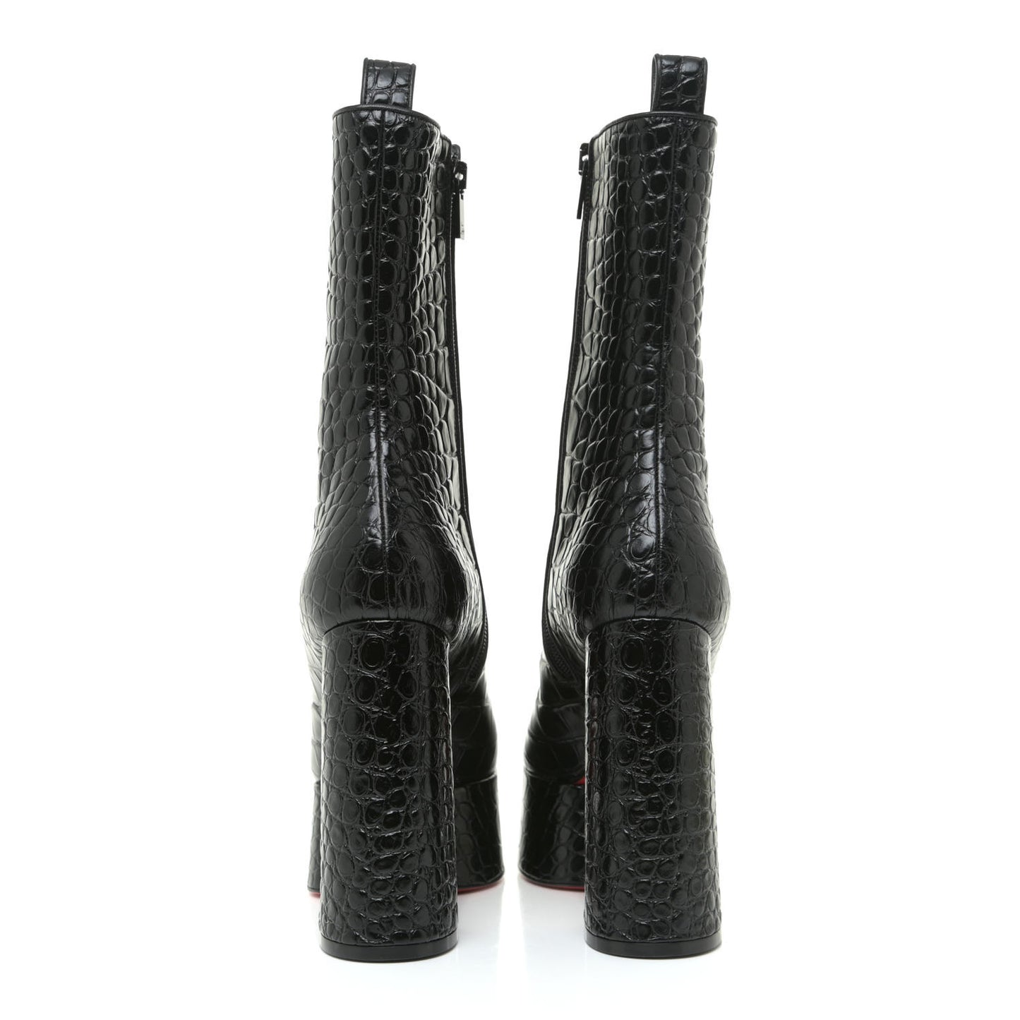 Calfskin Crocodile Embossed Izamayeah 130 Platform Boots 37 Black