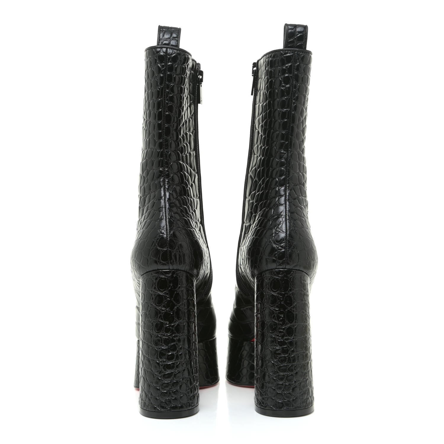 Christian Louboutin Calfskin Crocodile Embossed Izamayeah 130 Platform Boots 37 Black 4 of 13