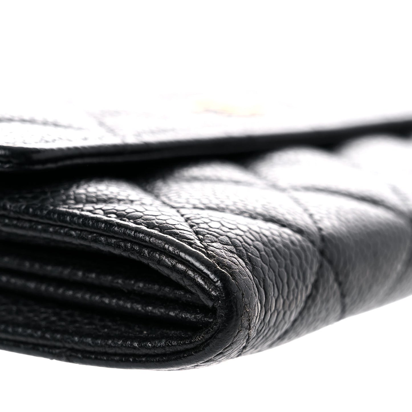Caviar Quilted Large Gusset Flap Wallet Black