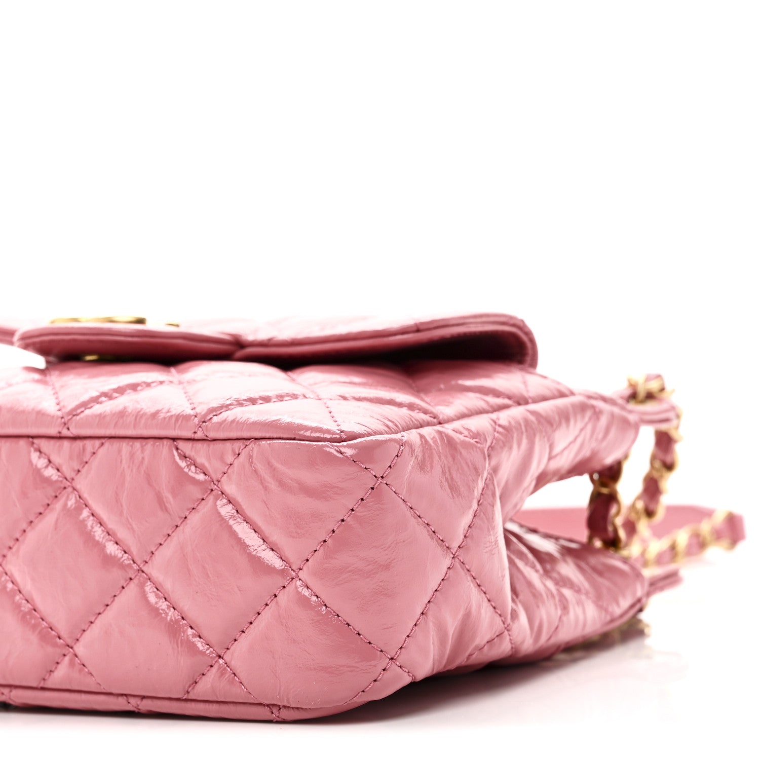 Chanel Shiny Crumpled Calfskin Quilted Small Wavy CC Hobo Pink 10 of 10