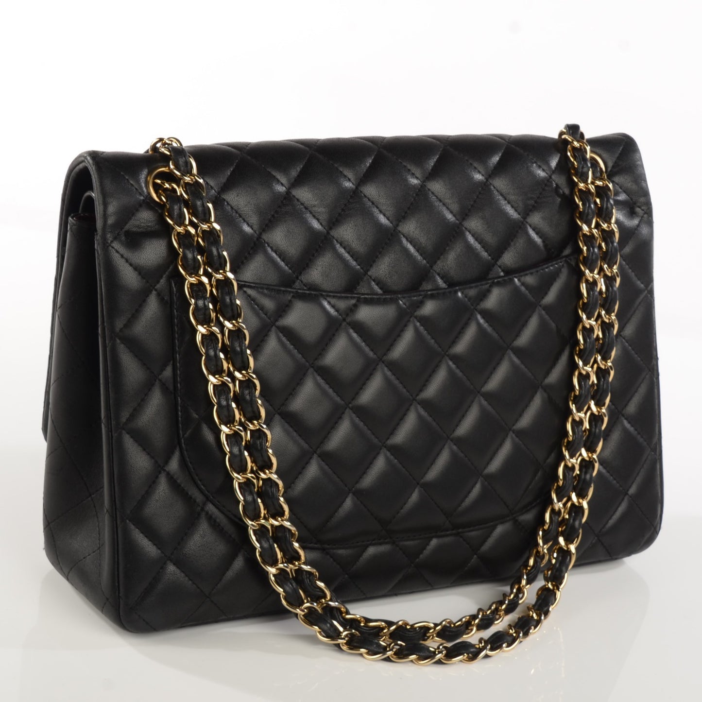 Lambskin Quilted Maxi Double Flap Black