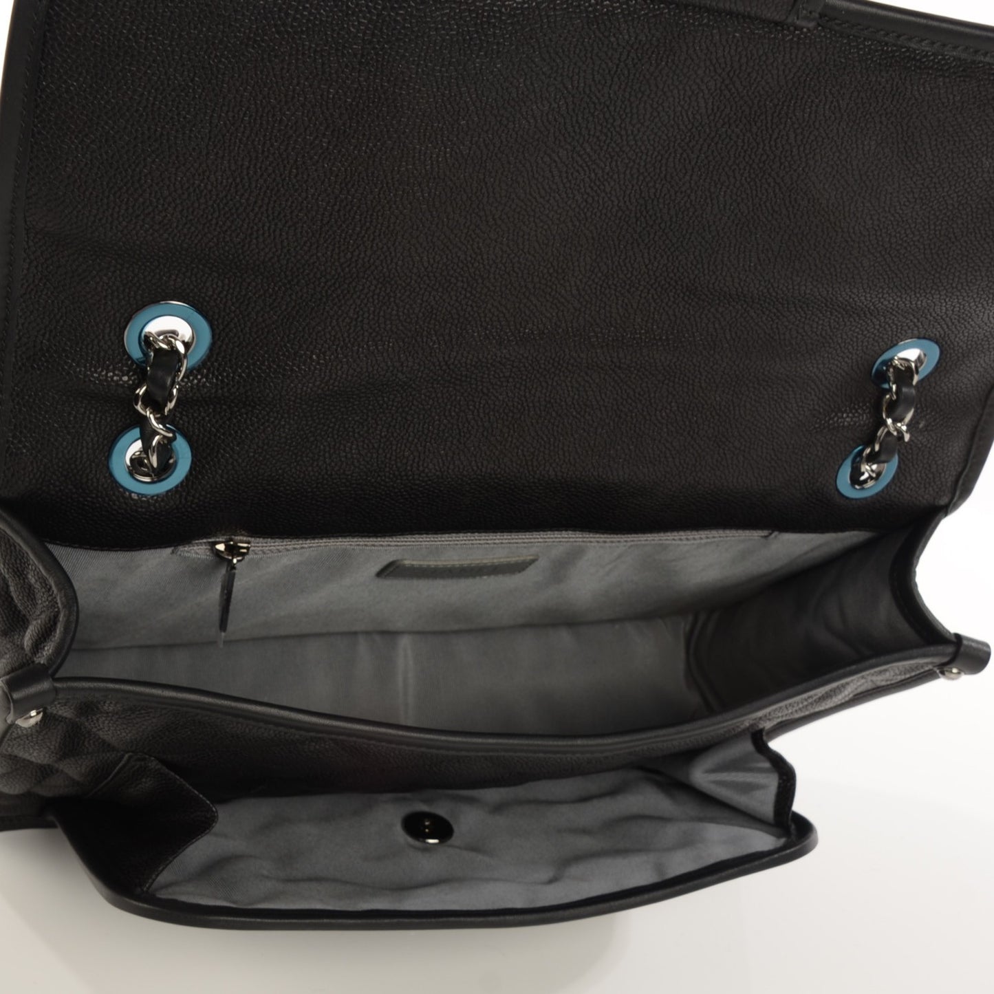 Caviar Quilted Large French Riviera Flap Black