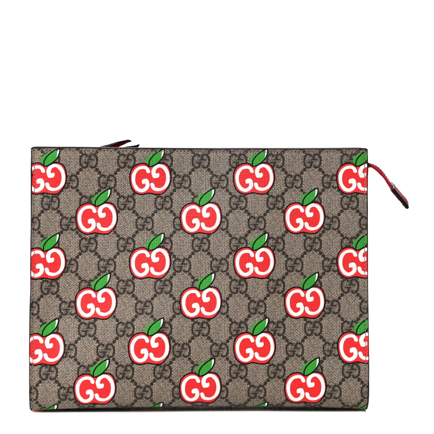 Gucci GG Supreme Monogram Apple Large Cosmetic Case Beige Multicolor Lobster Red 1 of 10