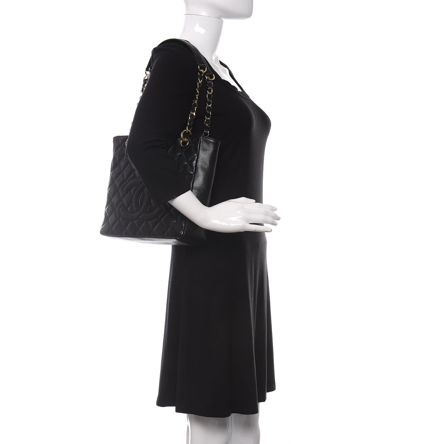 Chanel Caviar Quilted Petit Shopping Tote PST Black 2 of 10