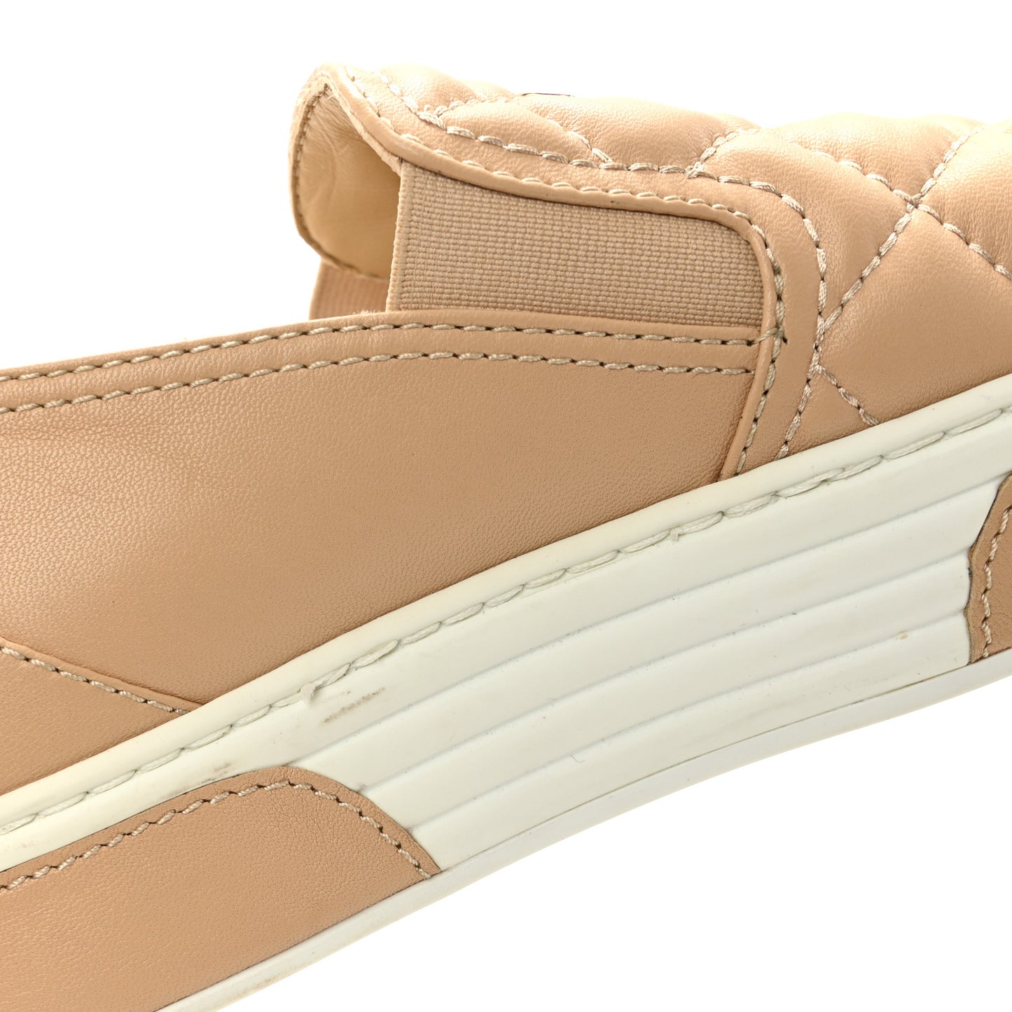 Lambskin Quilted Womens CC Stroll Sneakers 36.5 Beige