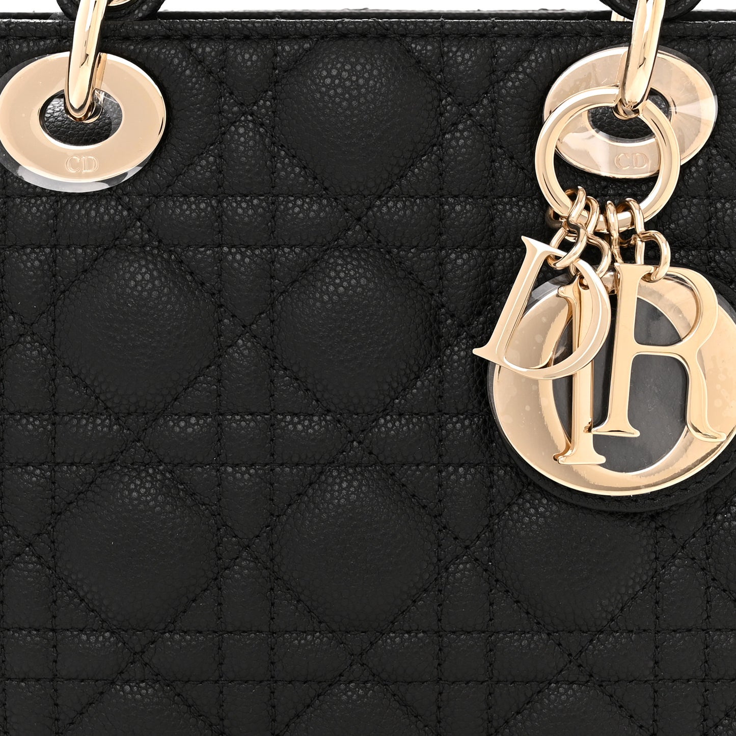 Grained Calfskin Cannage Small Lady Dior Black