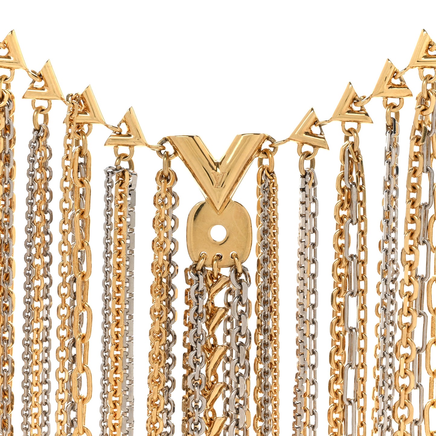 Metal Fringe Necklace Gold Silver