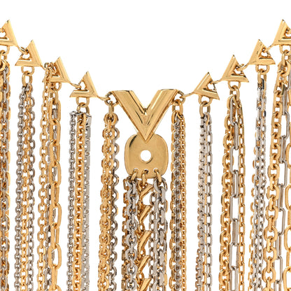 Louis Vuitton Metal Fringe Necklace Gold Silver 4 of 7