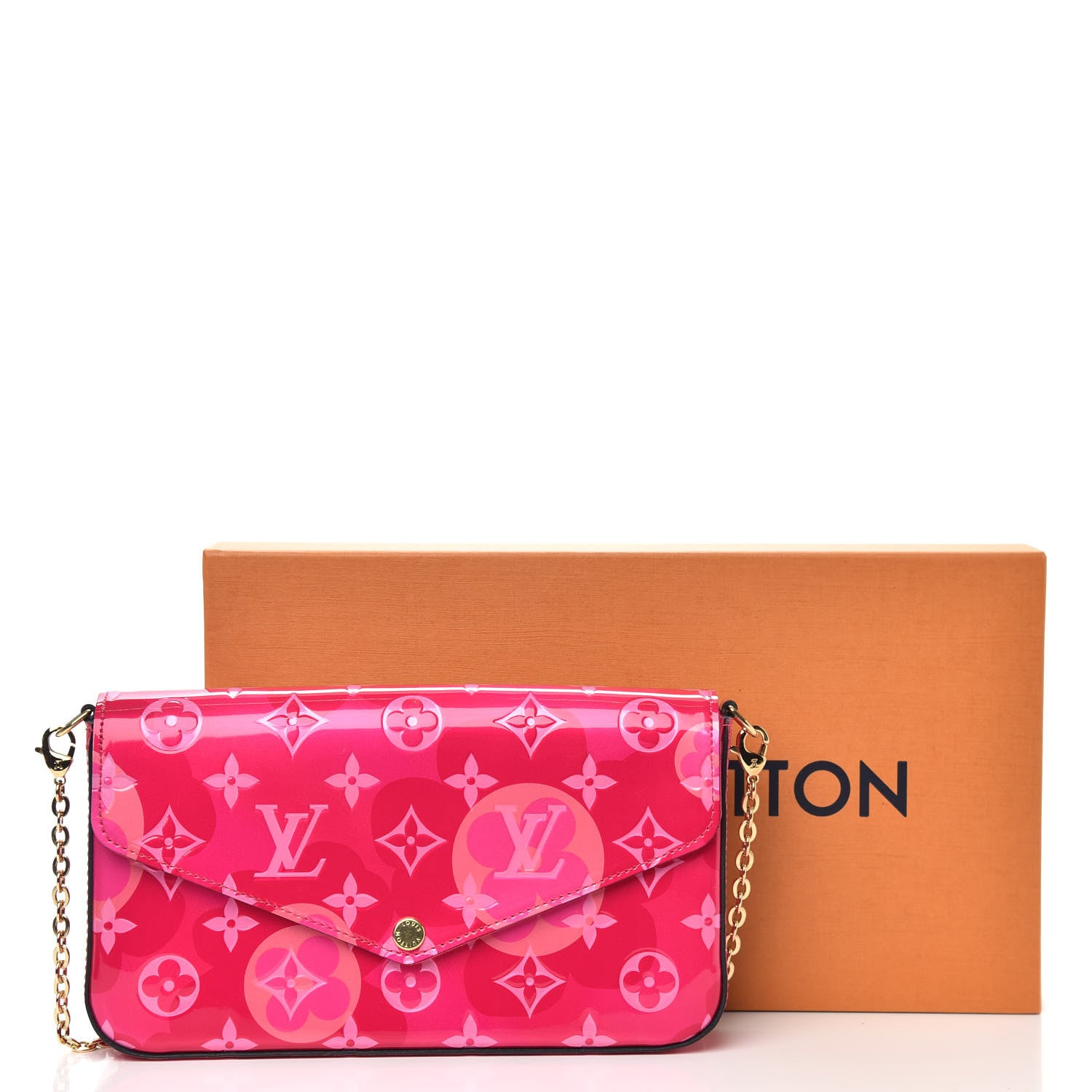 Louis Vuitton Vernis Valentine Pochette Felicie Chain Wallet Fuchsia 10 of 10