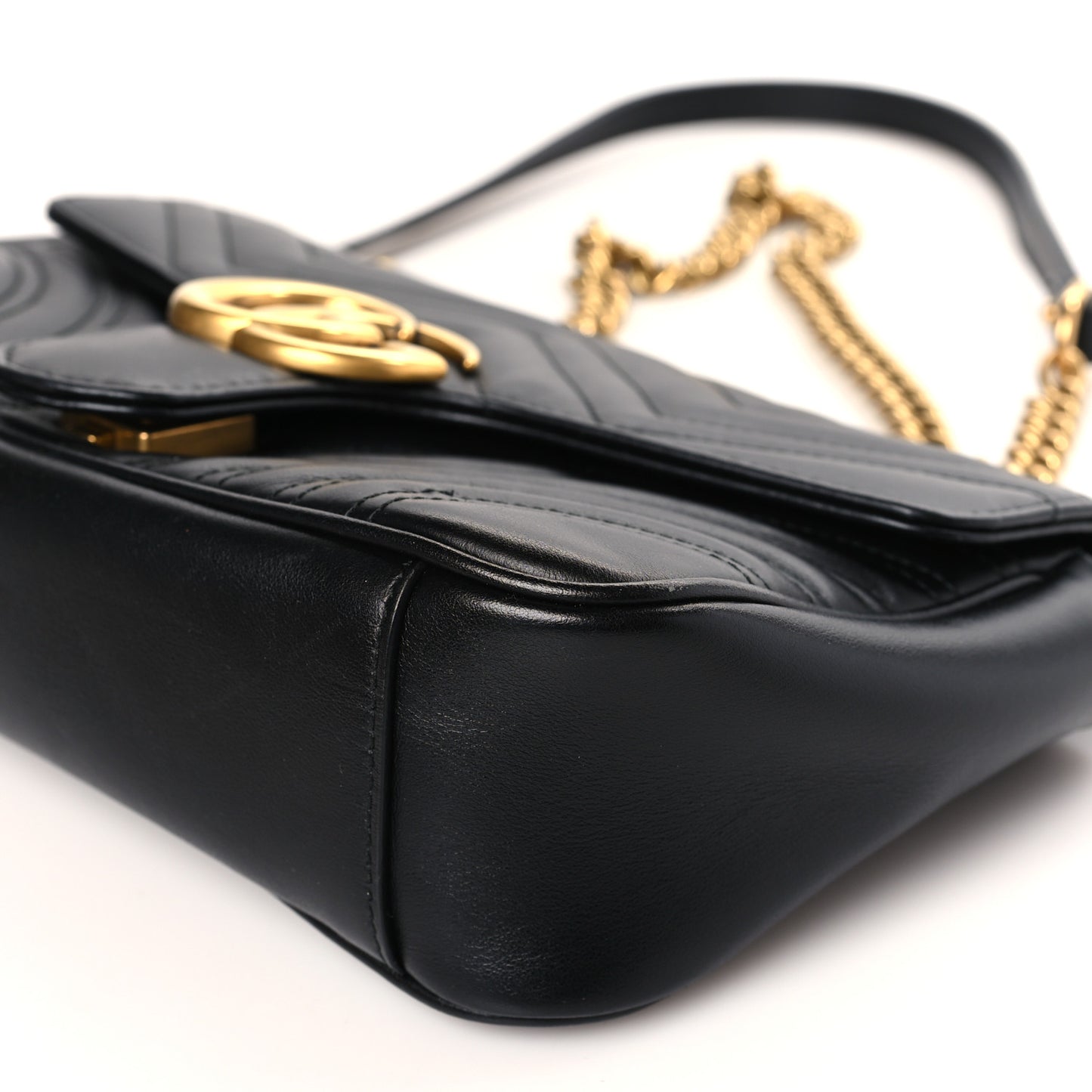 Calfskin Matelasse Small GG Marmont Shoulder Bag Black